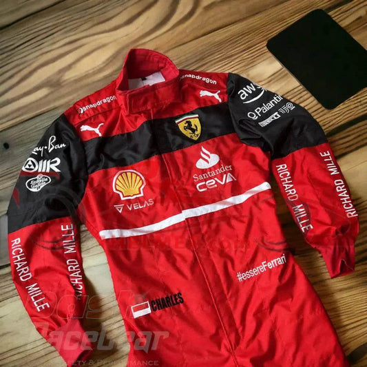 2022 Charles Leclerc Ferrari Embroidered F1 Racing Suit - Dash Racegear Store